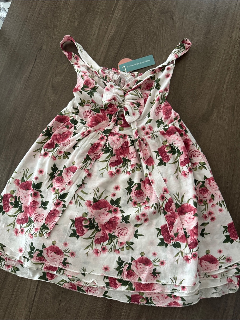 Girls' Floral Pink Tie-Front Casual Dress